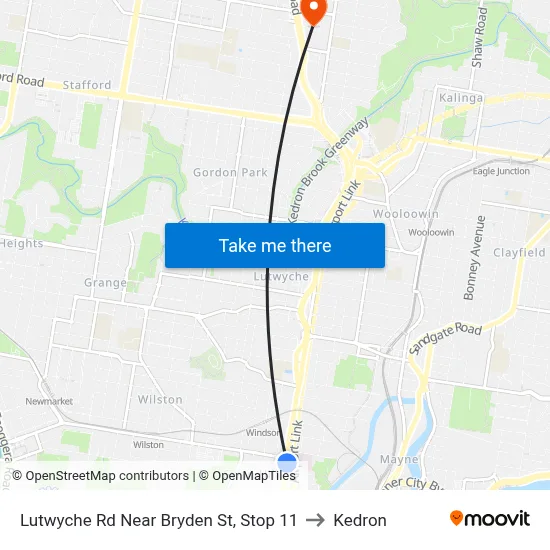 Lutwyche Rd Near Bryden St, Stop 11 to Kedron map