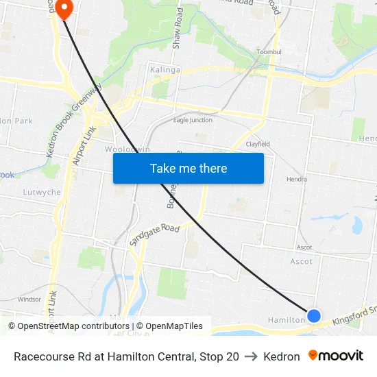 Racecourse Rd at Hamilton Central, Stop 20 to Kedron map