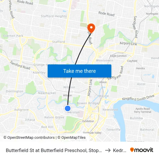 Butterfield St at Butterfield Preschool, Stop 11a to Kedron map