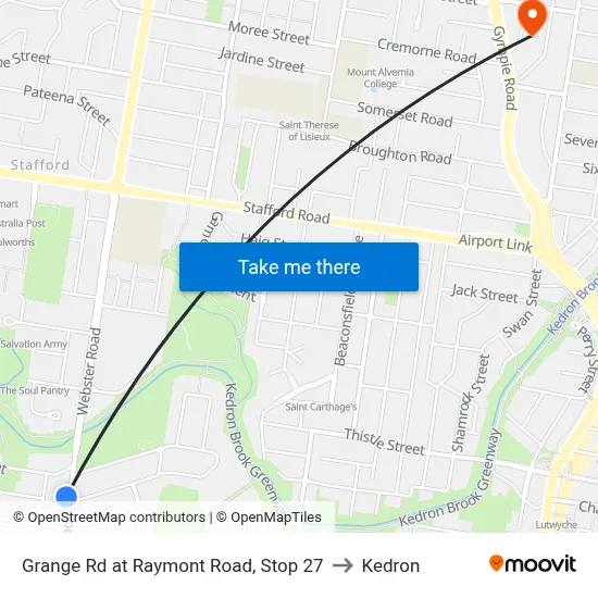 Grange Rd at Raymont Road, Stop 27 to Kedron map