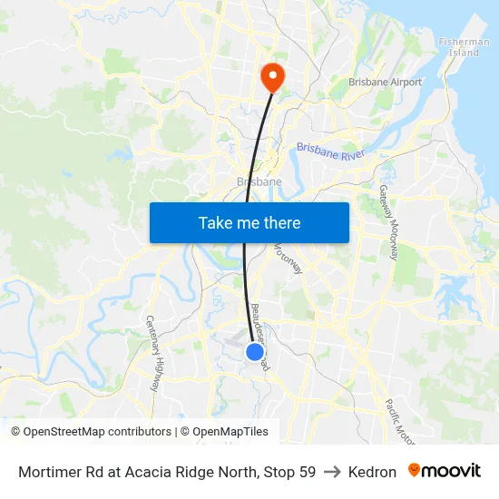 Mortimer Rd at Acacia Ridge North, Stop 59 to Kedron map