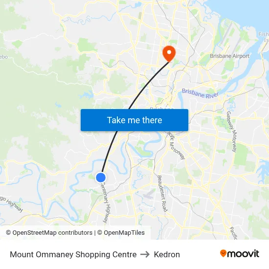 Mount Ommaney Shopping Centre to Kedron map