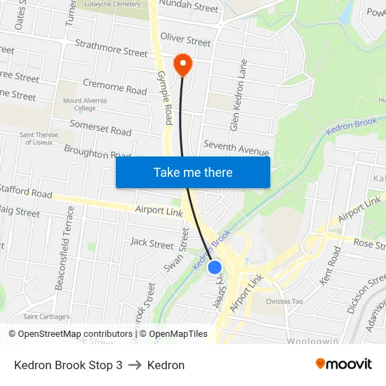 Kedron Brook Stop 3 to Kedron map
