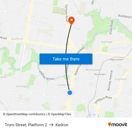 Truro Street, Platform 2 to Kedron map
