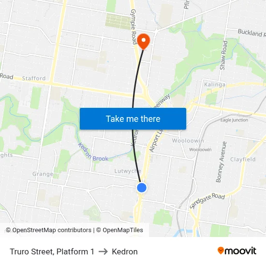Truro Street, Platform 1 to Kedron map