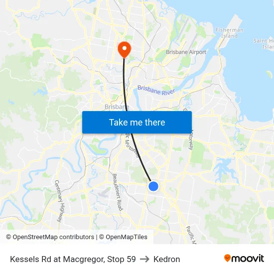 Kessels Rd at Macgregor, Stop 59 to Kedron map