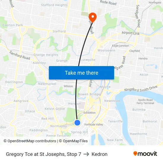 Gregory Tce at St Josephs, Stop 7 to Kedron map