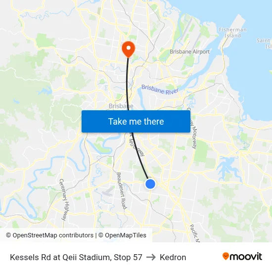 Kessels Rd at Qeii Stadium, Stop 57 to Kedron map