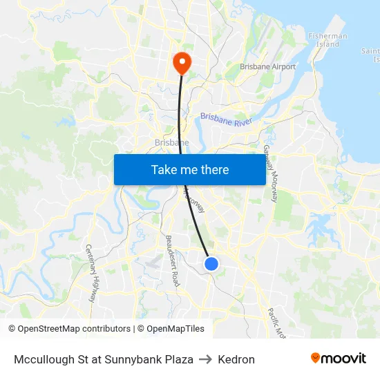 Mccullough St at Sunnybank Plaza to Kedron map