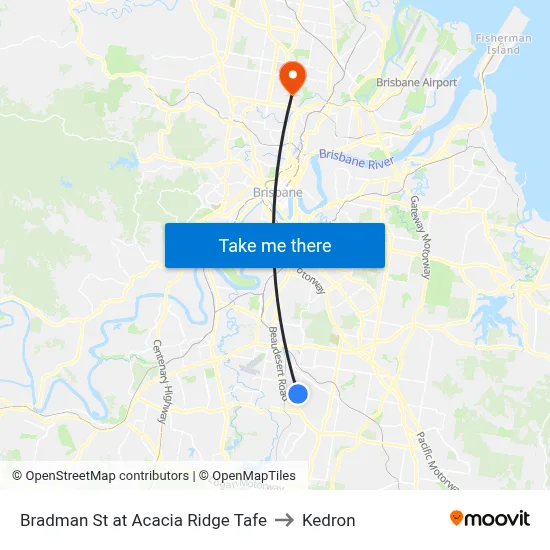 Bradman St at Acacia Ridge Tafe to Kedron map