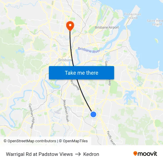 Warrigal Rd at Padstow Views to Kedron map