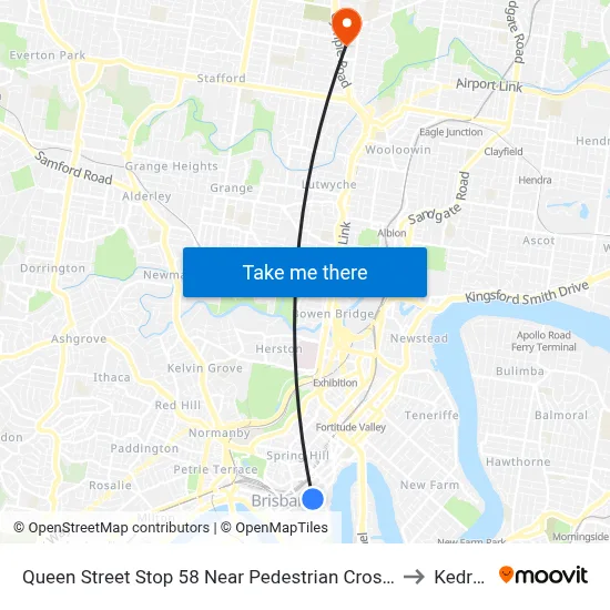 Queen Street Stop 58 Near Pedestrian Crossing to Kedron map
