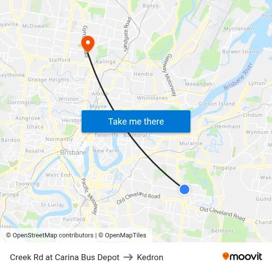 Creek Rd at Carina Bus Depot to Kedron map