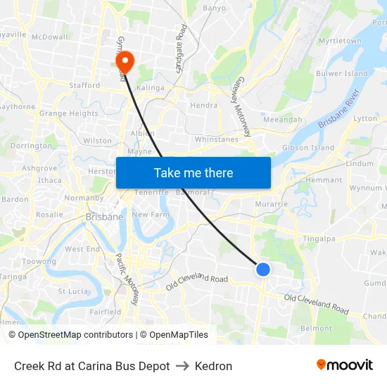 Creek Rd at Carina Bus Depot to Kedron map