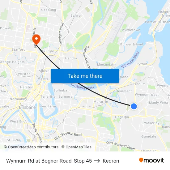 Wynnum Rd at Bognor Road, Stop 45 to Kedron map