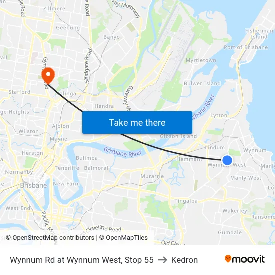 Wynnum Rd at Wynnum West, Stop 55 to Kedron map