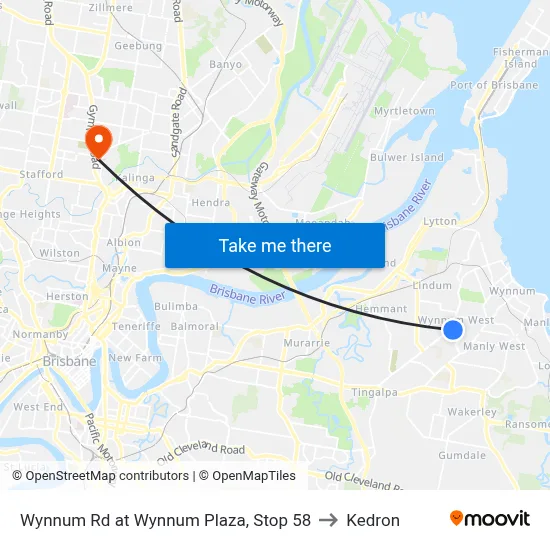 Wynnum Rd at Wynnum Plaza, Stop 58 to Kedron map