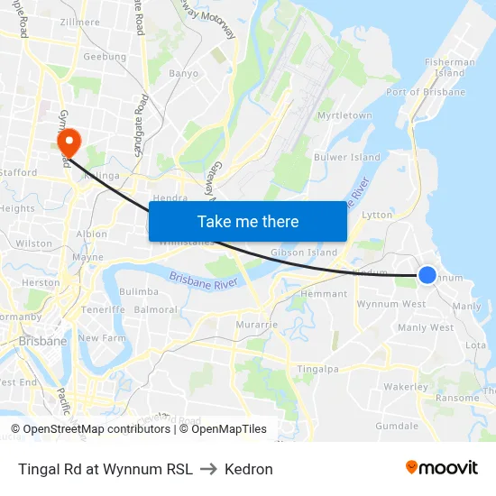 Tingal Rd at Wynnum RSL to Kedron map