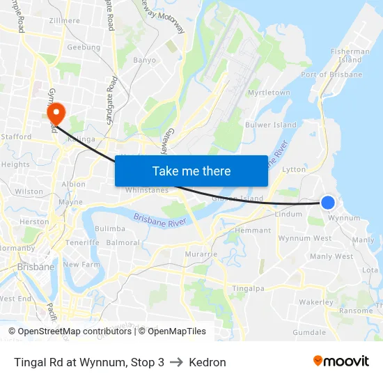 Tingal Rd at Wynnum, Stop 3 to Kedron map