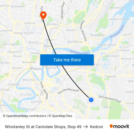 Winstanley St at Carindale Shops, Stop 49 to Kedron map