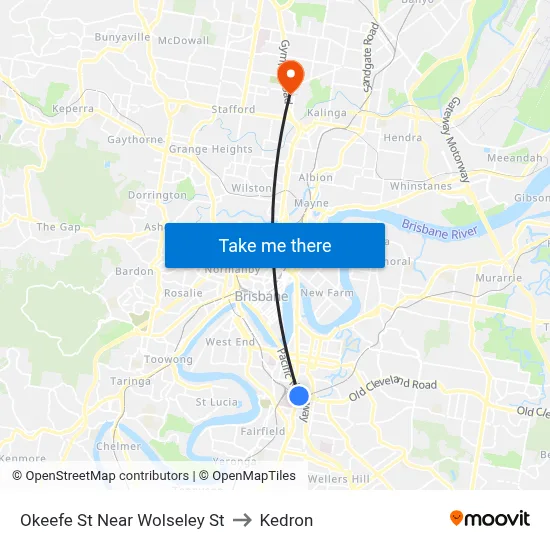 Okeefe St Near Wolseley St to Kedron map
