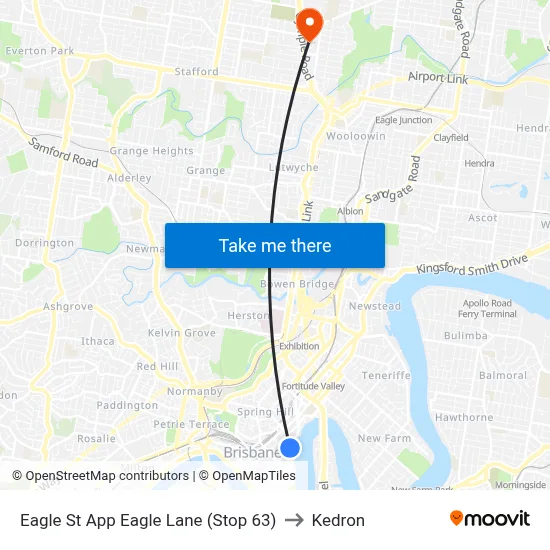 Eagle St App Eagle Lane (Stop 63) to Kedron map