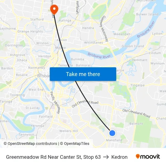 Greenmeadow Rd Near Canter St, Stop 63 to Kedron map