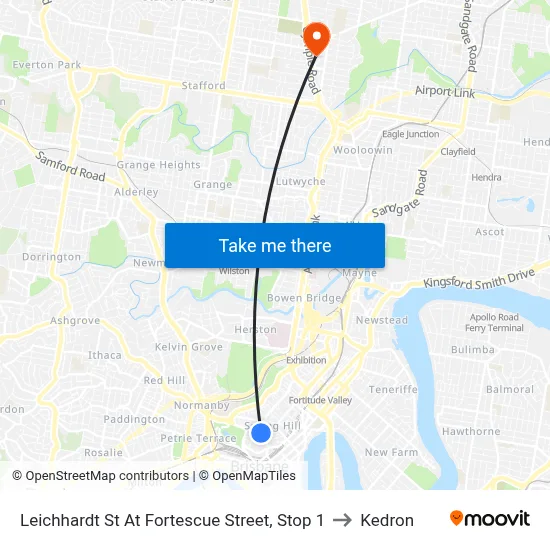 Leichhardt St At Fortescue Street, Stop 1 to Kedron map
