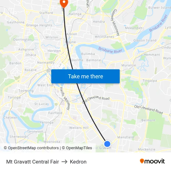 Mt Gravatt Central Fair to Kedron map