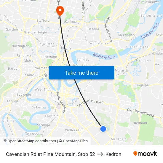 Cavendish Rd at Pine Mountain, Stop 52 to Kedron map