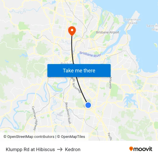 Klumpp Rd at Hibiscus to Kedron map
