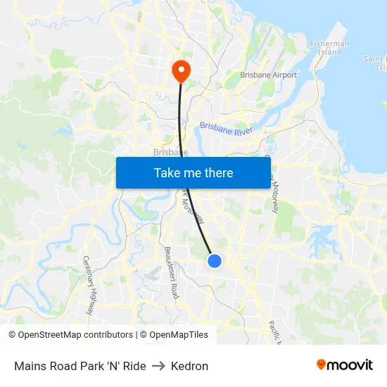 Mains Road Park 'N' Ride to Kedron map