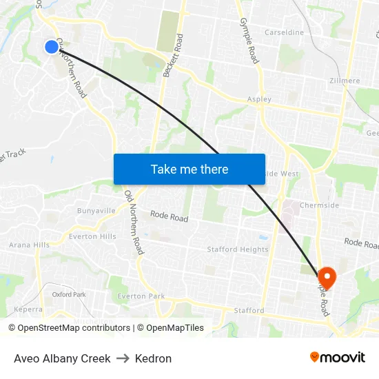 Aveo Albany Creek to Kedron map