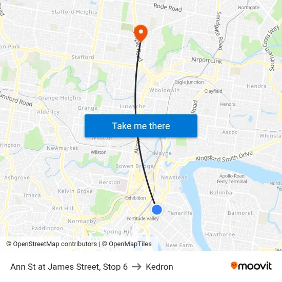Ann St at James Street, Stop 6 to Kedron map