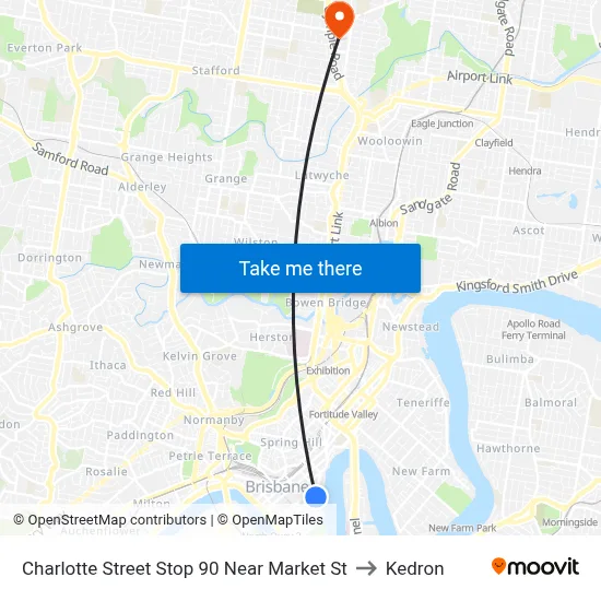 Charlotte Street Stop 90 Near Market St to Kedron map