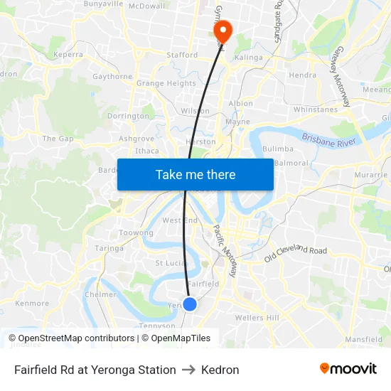 Fairfield Rd at Yeronga Station to Kedron map