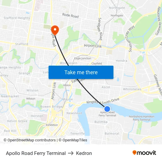 Apollo Road Ferry Terminal to Kedron map
