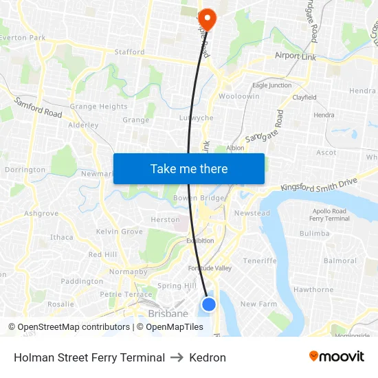 Holman Street Ferry Terminal to Kedron map