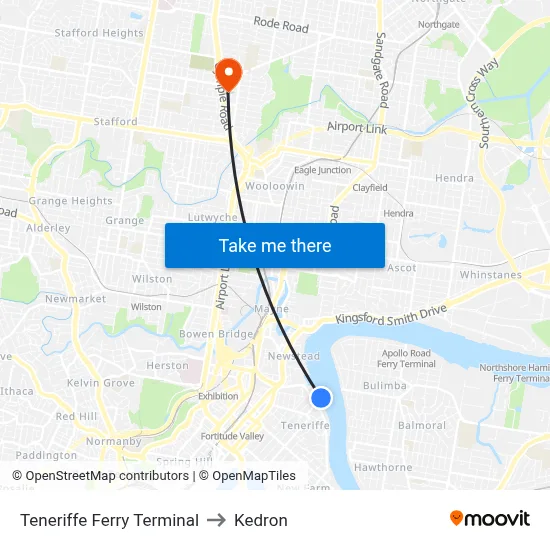 Teneriffe Ferry Terminal to Kedron map