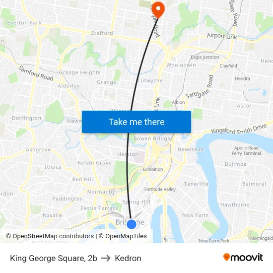 King George Square, 2b to Kedron map