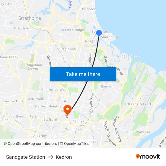 Sandgate Station to Kedron map