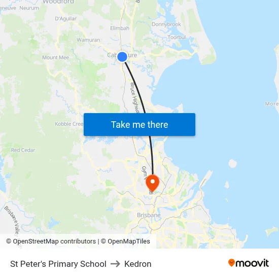 St Peter's Primary School to Kedron map