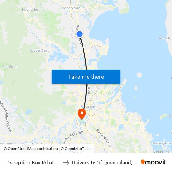 Deception Bay Rd at Eastern Service Rd to University Of Queensland, Long Pocket Campus map