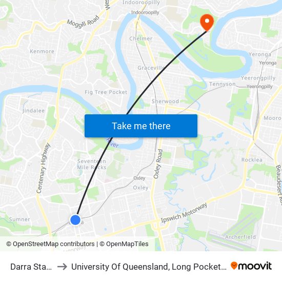 Darra Station to University Of Queensland, Long Pocket Campus map