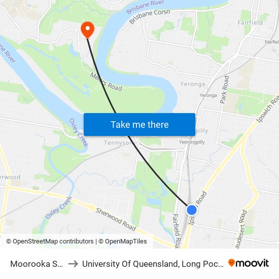 Moorooka Station to University Of Queensland, Long Pocket Campus map