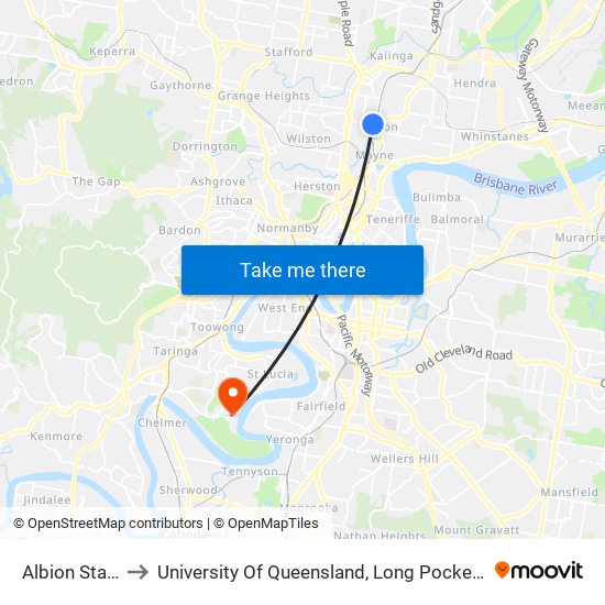 Albion Station to University Of Queensland, Long Pocket Campus map