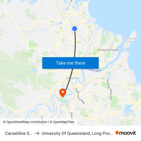 Carseldine Station to University Of Queensland, Long Pocket Campus map