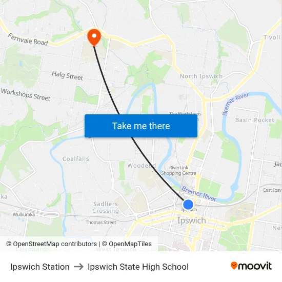 Ipswich Station to Ipswich State High School map