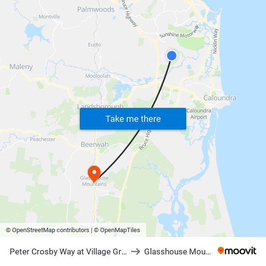 Peter Crosby Way at Village Green Bvd to Glasshouse Mountains map