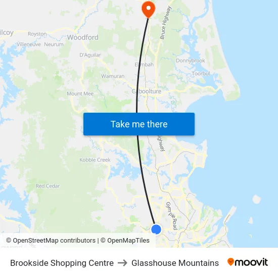 Brookside Shopping Centre to Glasshouse Mountains map